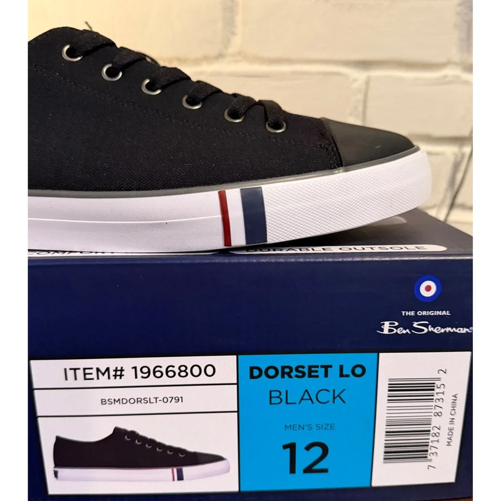 NWT Ben Sherman Mens Dorset Lo Black Canvas Sneakers Memory Foam •12• Streetwear